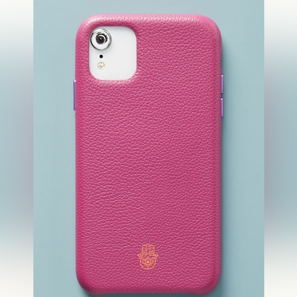❤️Anthropologie - Pink Hamsa Leather iPhone Case - 11/11 Pro
